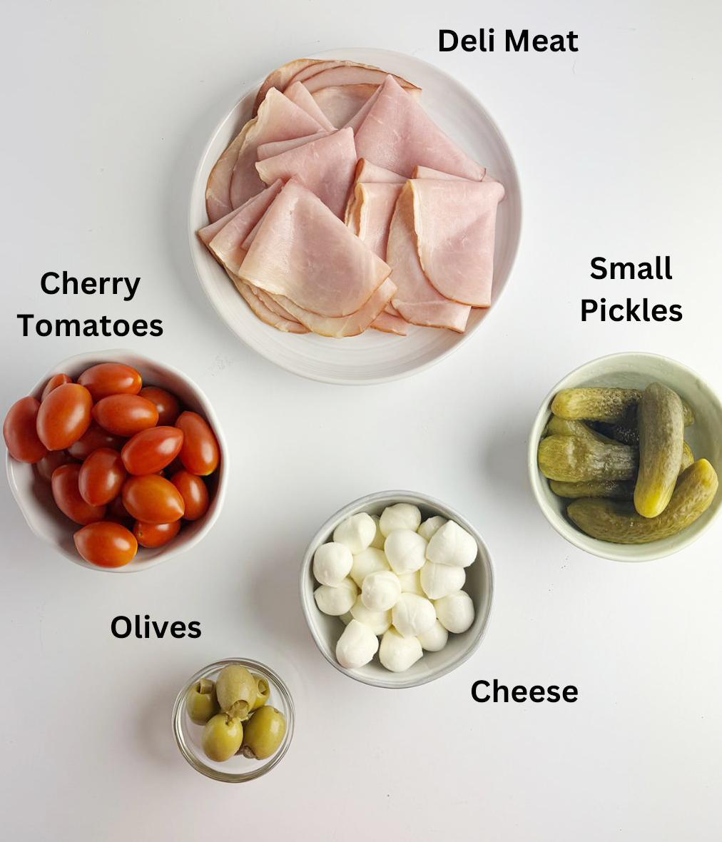 Antipasto Skewers Ingredients.