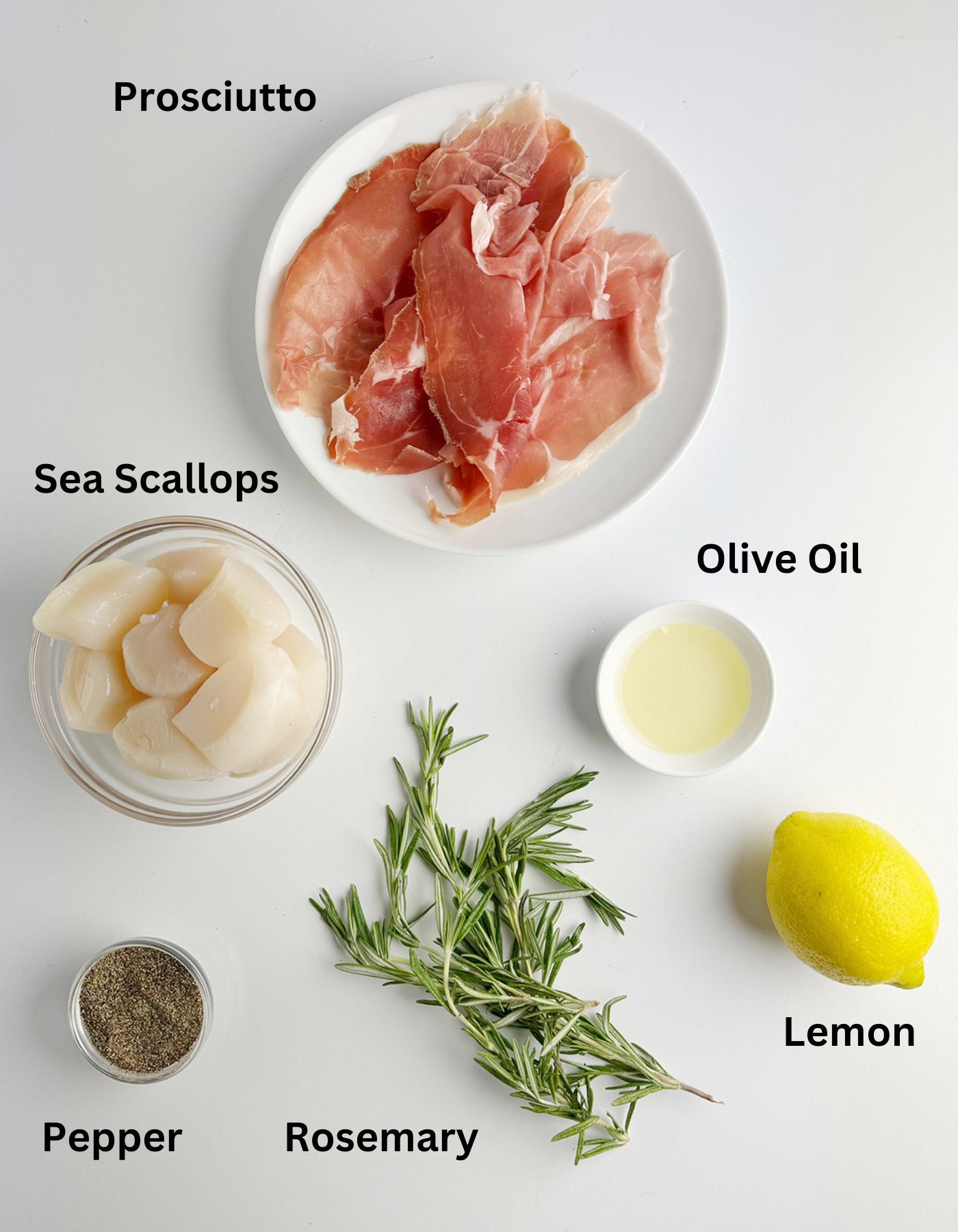 Rosemary scallop ingredients.