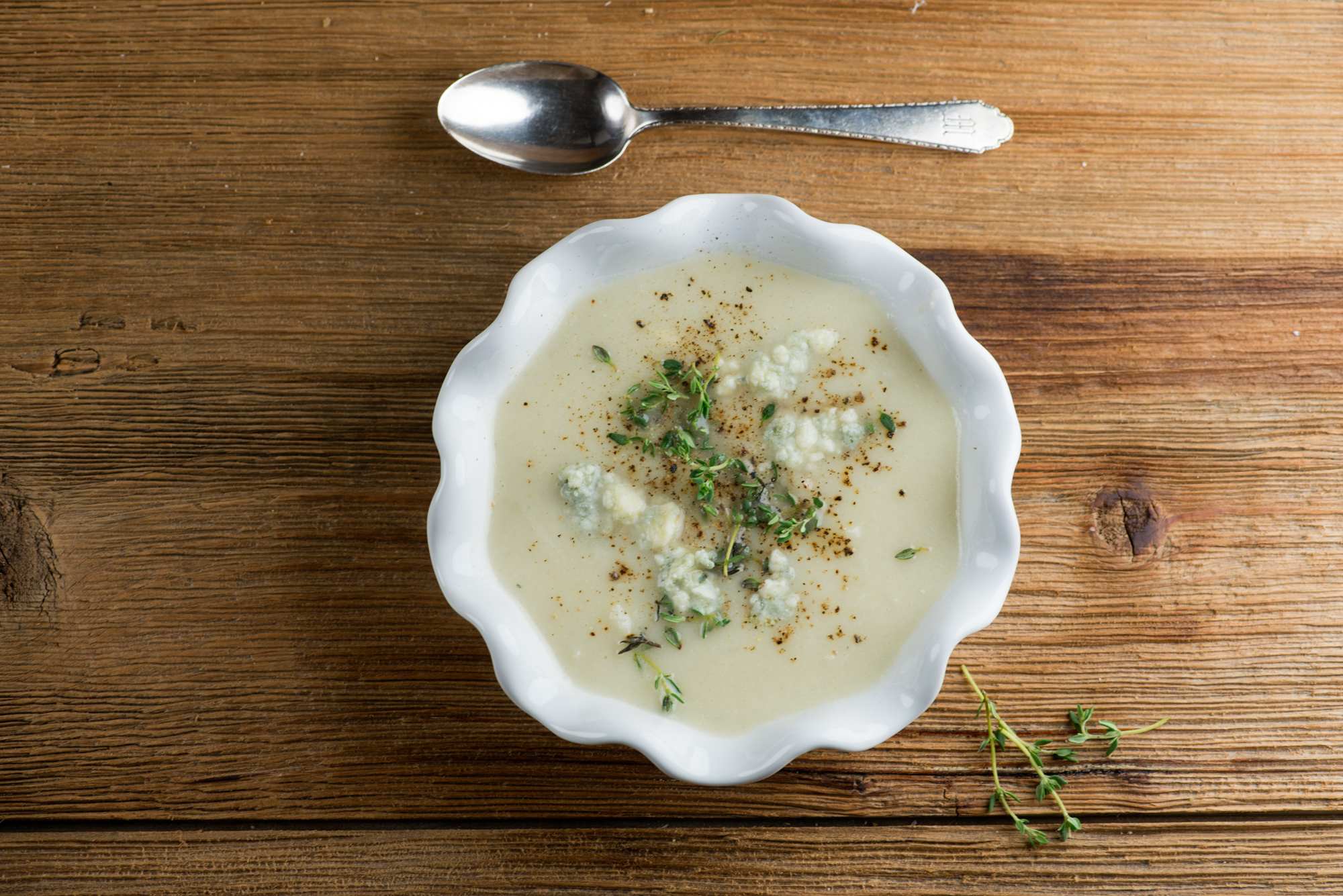 Blue Cheese Cauliflower Pear Soup - Framed Cooks