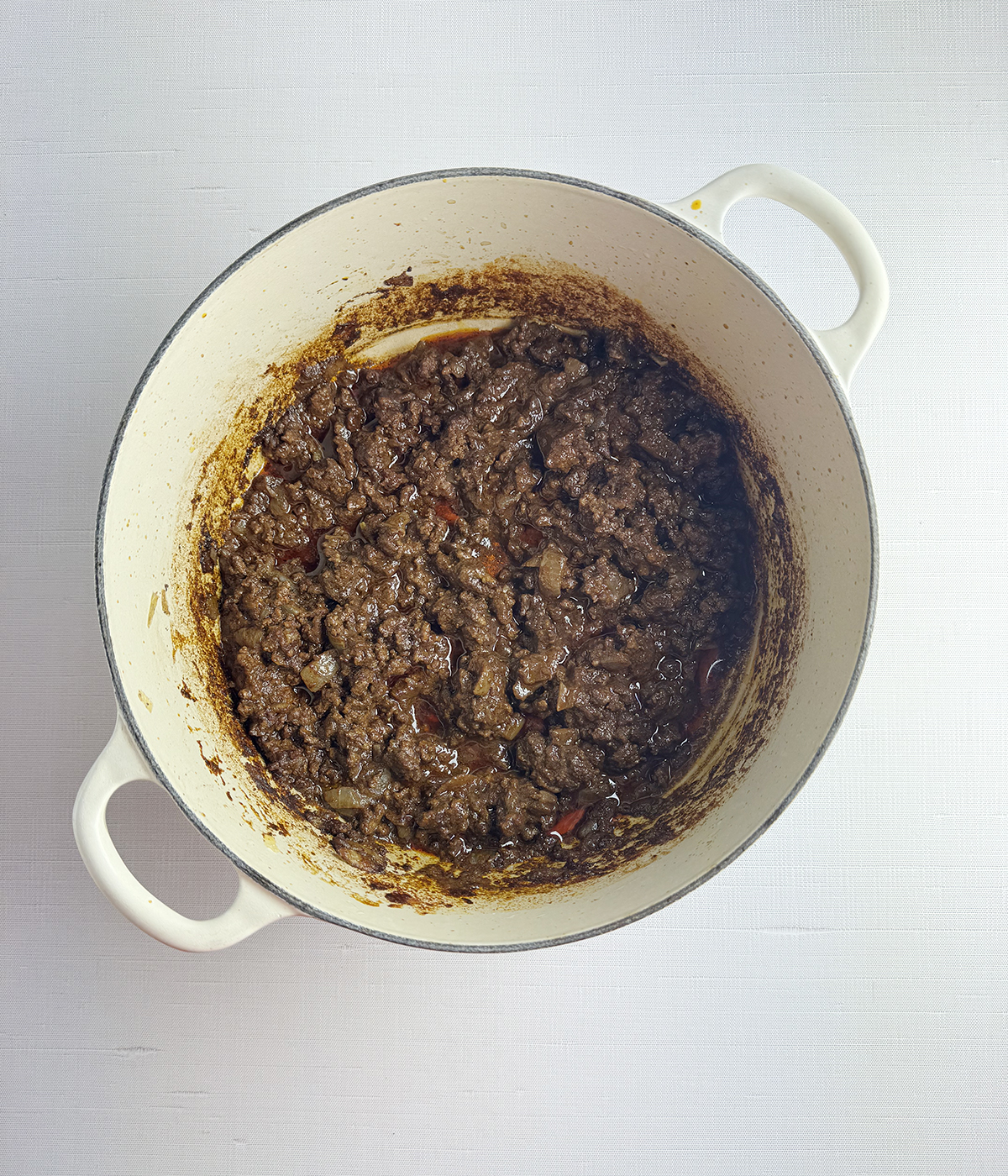 Cincinnati Skyline chili in a pot.