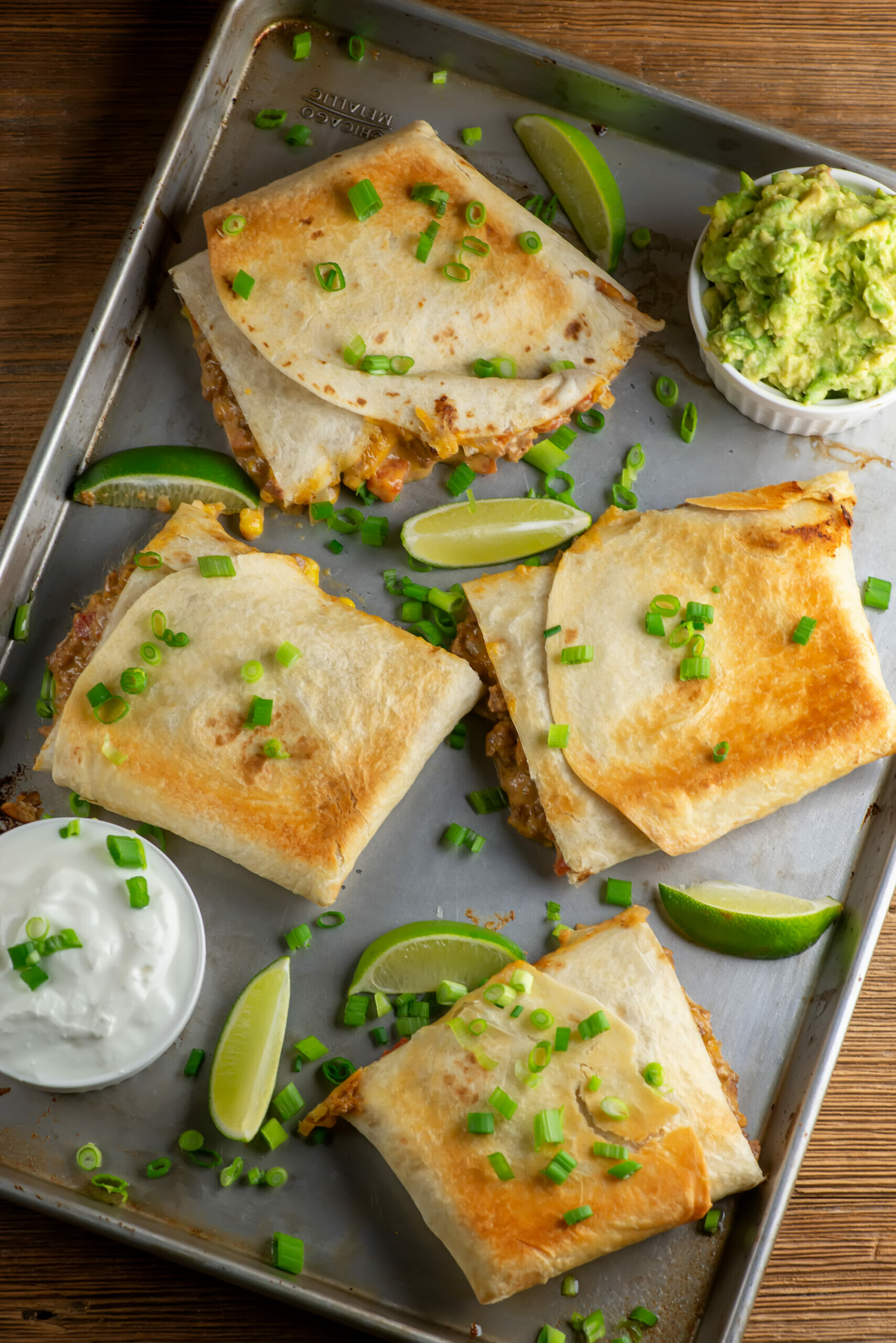 Sheet Pan Beef Nacho Quesadillas - Framed Cooks